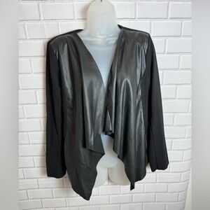 MICHAEL KORS Black Blazer with faux leather Waterfall Front/size M